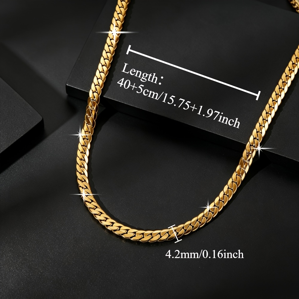Titanium Stainless Steel Cuban Link Chain Necklace, Unisex